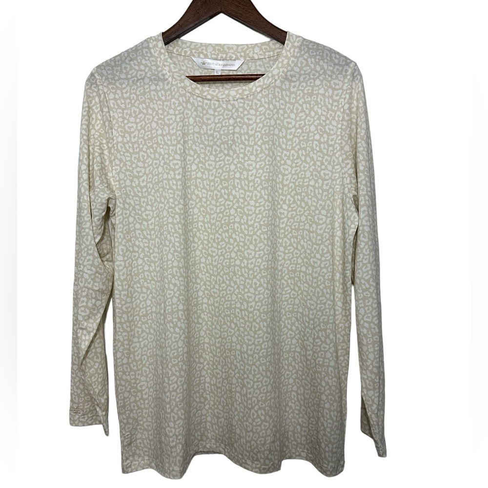NWT The Royal Standard Long Sleeve Shirt Leopard Beige Cream